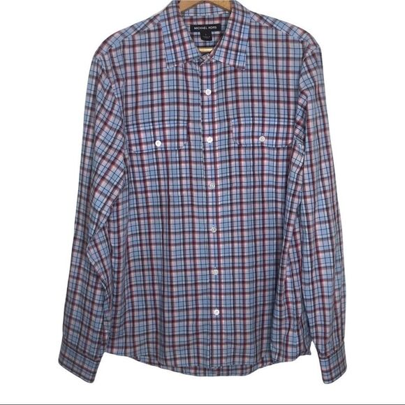 MICHAEL KORS Shirt, Button Down, Plaid Size L - Picture 1 of 4